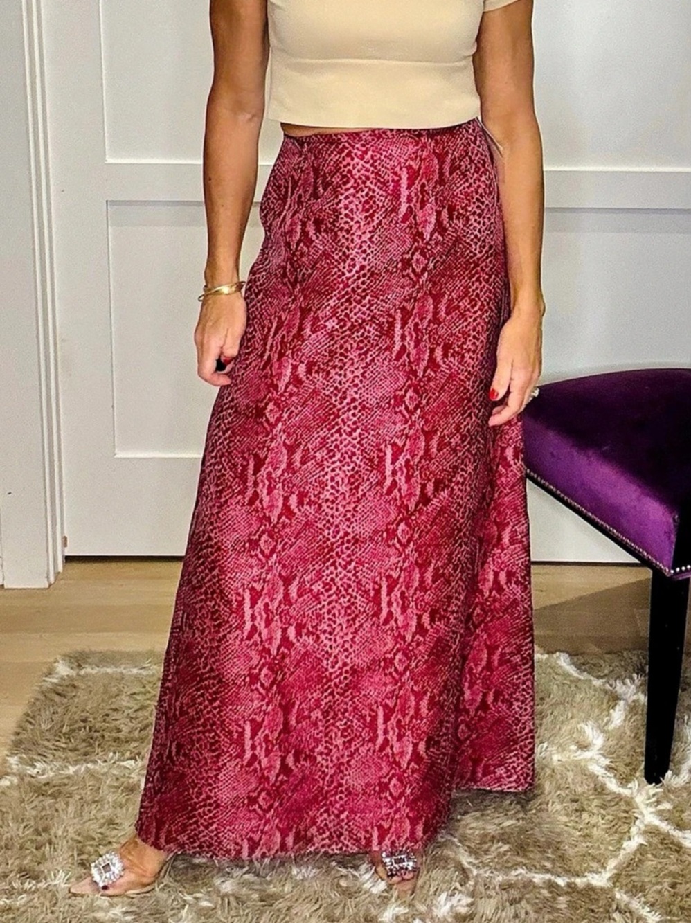 Kay Unger Animal Print Maxi Skirt